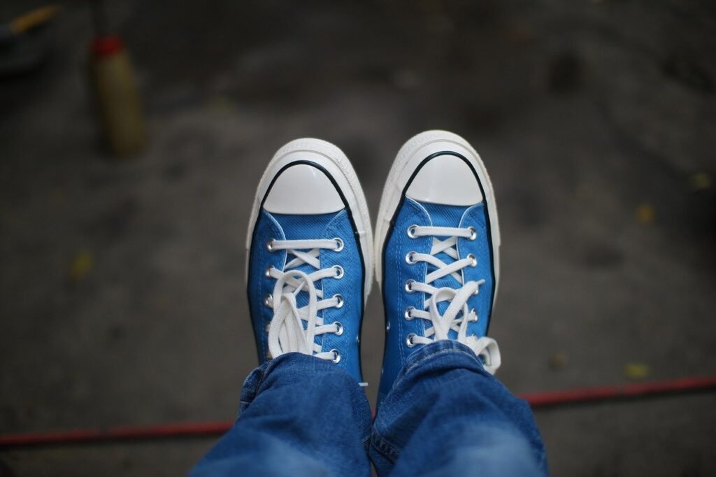 one pair of blue color shoe