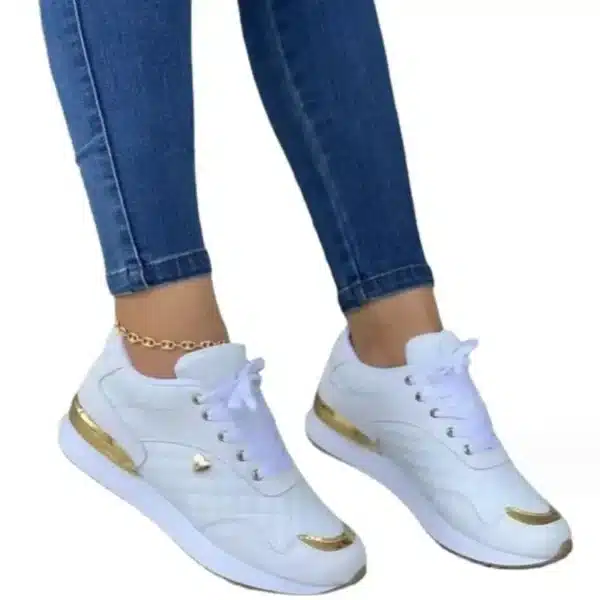 women travel shoe white color with jeans pant   Touring Diary Adventure