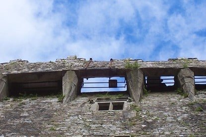 Blarney Stone Upside Down front view with railing and window of the building