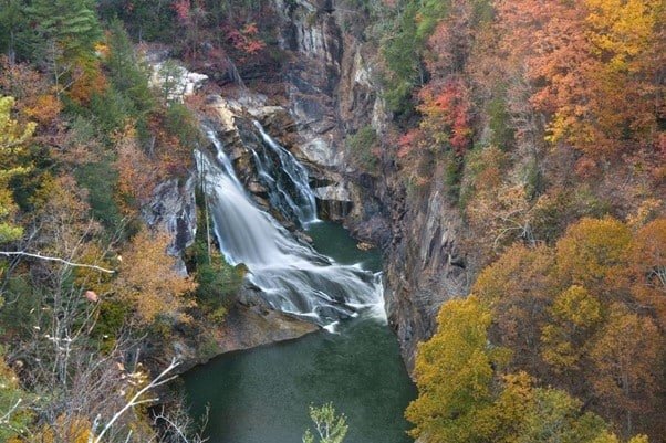 Tallulah Gorge State Park representing waterfalls between two sides of the valley